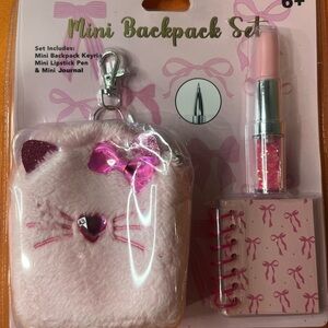 6/$25 Charming Pink Bow Cat Mini Backpack Set